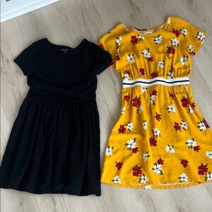 Yellow Floral and Black Dress Set